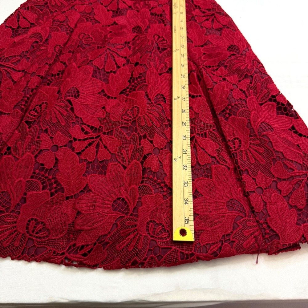 NWT! Valentine White House Black Market Red Floral Lace Fit and Flare‎ Dress 6 - Picture 13 of 16